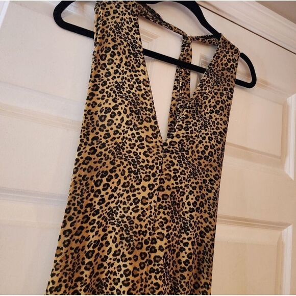 XGen vintage stretchy cheetah print halter pants jumpsuit S - Picture 2 of 5